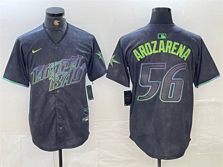 Men's Tampa Bay Rays #56 Randy Arozarena Charcoal 2024 City Connect Baseball Jersey