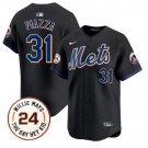 Mike Piazza Jersey #31 Mets Willie Mays Patch Vapor Premier Limited Stitched Black