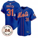 Mike Piazza Jersey #31 Mets Willie Mays Patch Vapor Premier Limited Stitched Blue