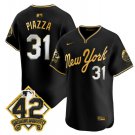 Mike Piazza Jersey #31 New York Mets 2025 Jackie Robinson Patch Road Black