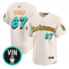 Vin Scully Jersey #67 Los Angeles Dodgers Graffiti Street Style Stitched Cream