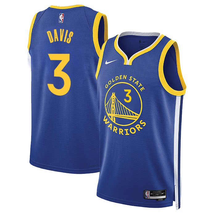 Golden State Warriors #3 Anthony Davis Icon Edition Stitched Basketball Jersey Blue