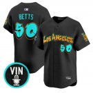 Mookie Betts Jersey #50 Los Angeles Dodgers Graffiti Street Style Stitched Black