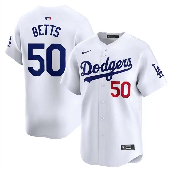 Dodgers #50 Mookie Betts Home Player Jersey White