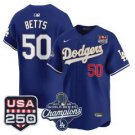 Mookie Betts Jersey #50 Dodgers 2025 World Series Champions 250 USA Royal