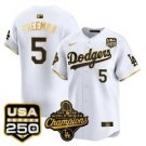 Freddie Freeman Jersey #5 Dodgers 2025 World Series Champions 250 USA White Gold