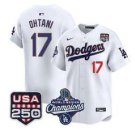 Shohei Ohtani Jersey #17 Dodgers 2025 World Series Champions 250 America White
