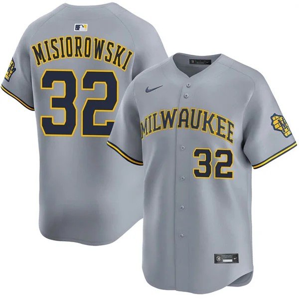 Milwaukee Brewers #32 Jacob Misiorowski Nike Gray Road Limited Jersey