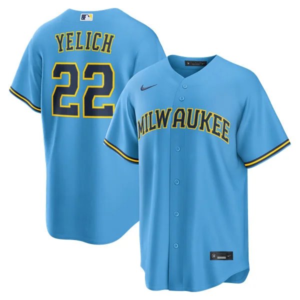 MIL #22 Christian Yelich2026 Light Blue Road Limited Jersey