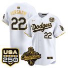 Clayton Kershaw Jersey #22 Dodgers 2025 World Serie Champions 250 USA White Gold