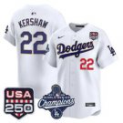 Clayton Kershaw Jersey #22 Dodgers 2025 World Series Champions 250 USA White