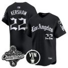 Clayton Kershaw Jersey #22 Dodgers 2025 World Series Champions LA Gothic Black