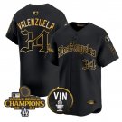 Fernando Valenzuela Jersey #34 Dodgers 2025 LA Gothic Style Stitched Black Gold