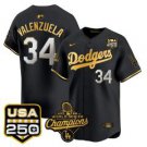 Fernando Valenzuela Jersey #34 Dodgers 2025 World Champions 250 USA Black Gold