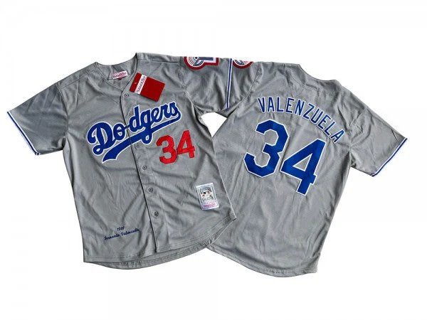 LAD #34 Fernando Valenzuela Gray Throwback Jersey