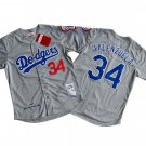 Los Angeles Dodgers #34 Fernando Valenzuela Gray Throwback Jersey