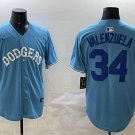 Los Angeles Dodgers Fernando Valenzuela Light Blue Royal Throwback Jersey