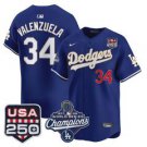 Fernando Valenzuela Jersey #34 Dodgers 2025 World Series Champions 250 USA Royal