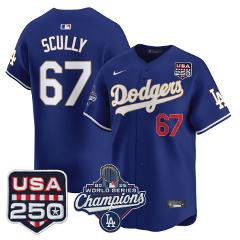 Vin Scully Jersey #67 Dodgers 2025 World Series Champions 250 USA Royal