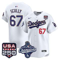 Vin Scully Jersey #67 Dodgers 2025 World Series Champions 250 USA White