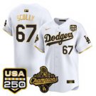 Vin Scully Jersey #67 Dodgers 2025 World Series Champions 250 USA White Gold