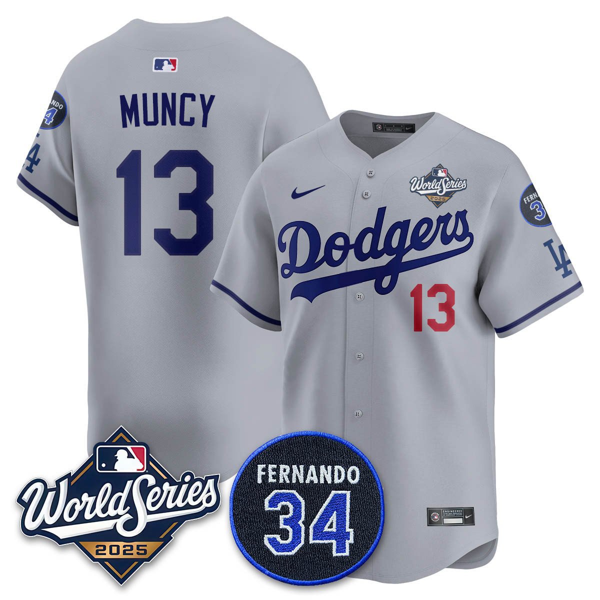 Max Muncy Los Angeles Dodgers Road Limited 2025 World Series Jersey