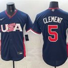 Men's USA Baseball #5 Ernie Clement Navy 2026 World Baseball Classic Road Jersey