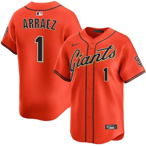 Mens San Francisco Giants #1 Luis Arraez Nike Orange Alternate Limited Jersey