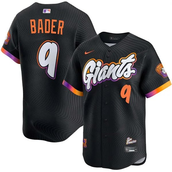 Mens San Francisco Giants #9 Harrison Bader Nike Anthracite 2025 City Connect 2.0 Limited Jersey