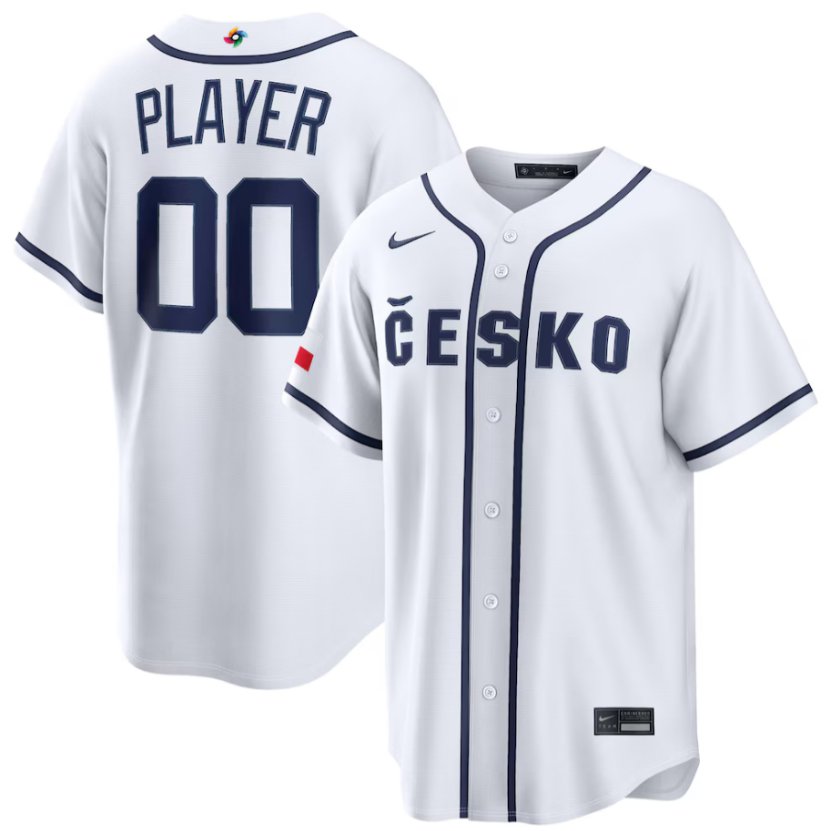 Custom Czech Republic Baseball Nike White 2026 World Baseball Classic Jersey