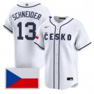 Men's Czech Republic Baseball #13 Martin Schneider Nike White 2026 World Jersey