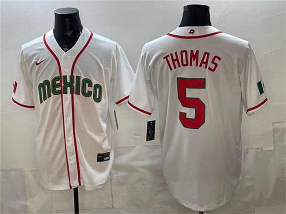 Men's Mexico Baseball #5 Alek Thomas White 2026 World Baseball Classic Home Jersey