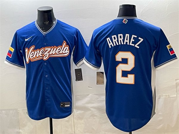 Venezuela Baseball #2 Luis Arraez Royal 2026 World Baseball Classic Road Stadium Jersey