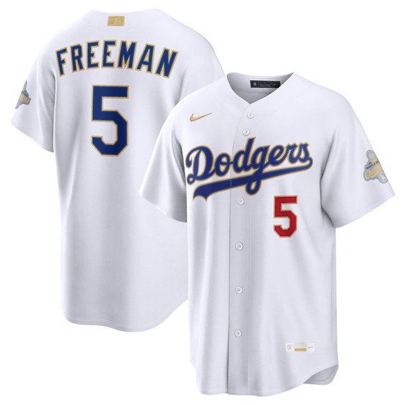 Dodgers #5 Freddie Freeman White 2026 Gold Collection Jersey