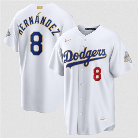 Dodgers #8 Enrique Hern&Atilde;&iexcl;ndez Nike White 2026 Gold Collection Jersey
