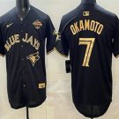 Men's Toronto Blue Jays #7 Kazuma Okamoto Black Gold 2025 American League Champions Jersey