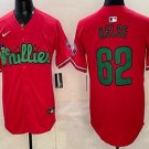 Men's Philadelphia Phillies #62 Jason Kelce Red Limited Stitched Jersey