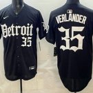 Men's Detroit Tigers #35 Justin Verlander Black Limited Cool Base Stitched Jersey