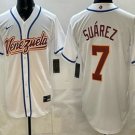 Men's Venezuela #7 Eugenio Suarez White 2026 World Baseball Classic Cool Base Jersey