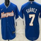 Men's Venezuela #7 Eugenio Suarez Blue 2026 World Baseball Classic Cool Base Jersey