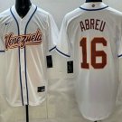 Men's Venezuela #16 Wilyer Abreu White 2026 World Baseball Classic Cool Base Jersey