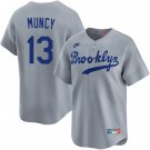 Dodgers #13 Max Muncy Nike Gray Throwback Cooperstown Collection Limited Jersey