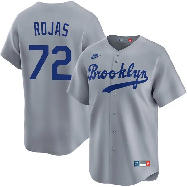 Dodgers #72 Miguel Rojas Nike Gray Throwback Cooperstown Collection Limited Jersey