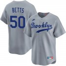 Dodgers #50 Mookie Betts Nike Gray Throwback Cooperstown Collection Limited Jersey