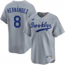 Dodgers #8 Enrique Hernandez Nike Gray Throwback Cooperstown Collection Limited Jersey