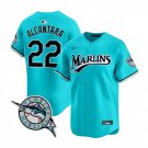 Mens Miami Marlins #22 Sandy Alcantara 2026 Aqua Throwback Limited Jersey
