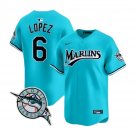 Mens Miami Marlins #6 Otto Lopez 2026 Aqua Throwback Limited Jersey