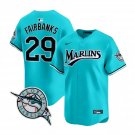 Mens Miami Marlins #29 Pete Fairbanks 2026 Aqua Throwback Limited Jersey