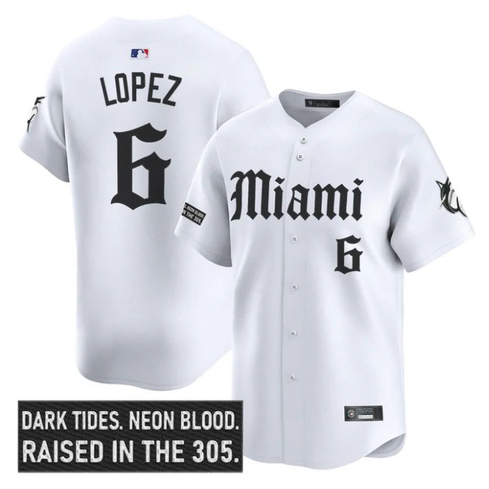 Otto Lopez Jersey #6 Miami Marlins Gothic Vice Edition Stitched White