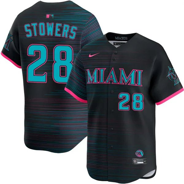 Miami Marlins #28 Kyle Stowers Black 2025 City Connect Limited Stitched Baseball Jersey